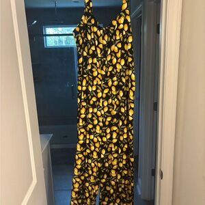LOFT Black and Yellow Floral Jumpsuit